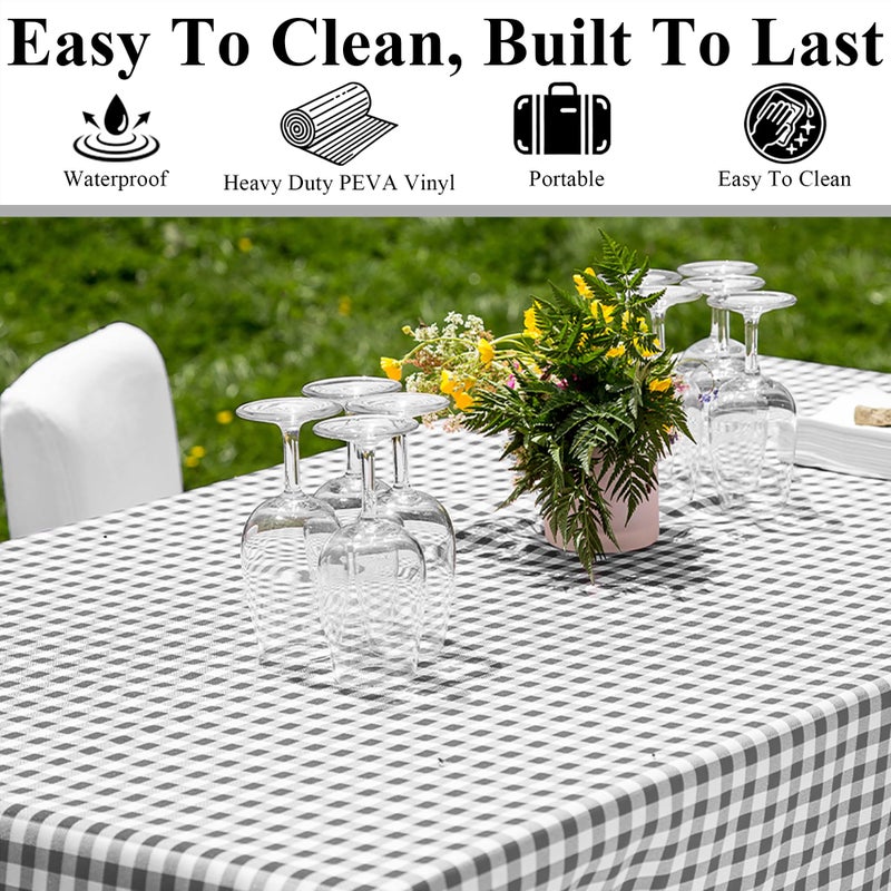 C CRYSTAL LEMON Black and White Striped Tablecloth Pack of 4 - Black and White Checkered Tablecloth for Picnic Table - Vinyl Black Table Cloth Plastic for Outdoors and Camping - Image 5